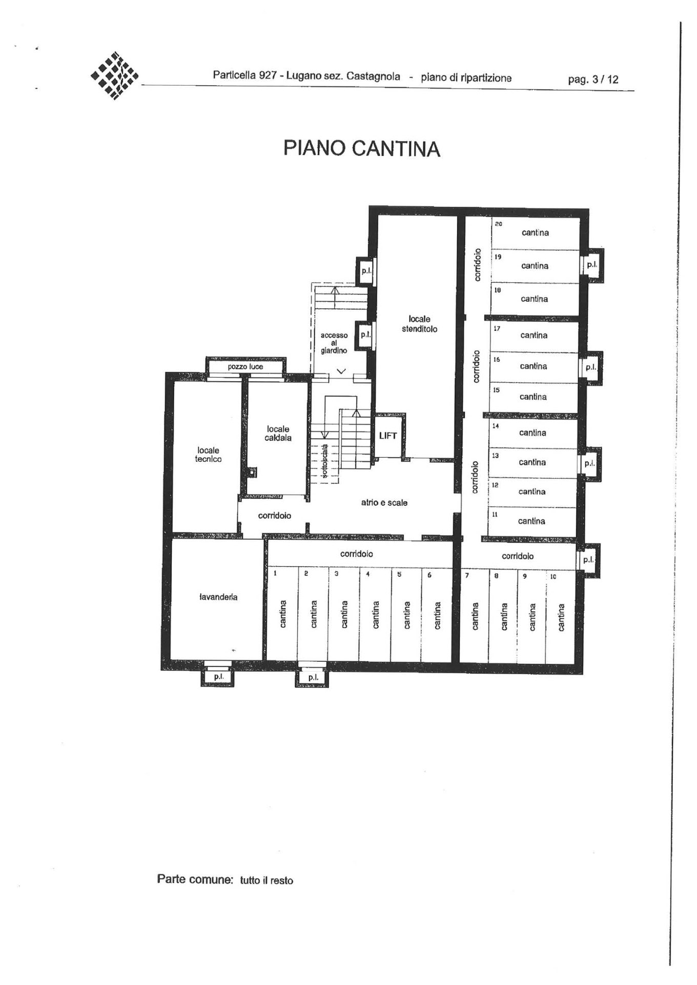 Via Tiglio 17 — Basement architectural floor plan